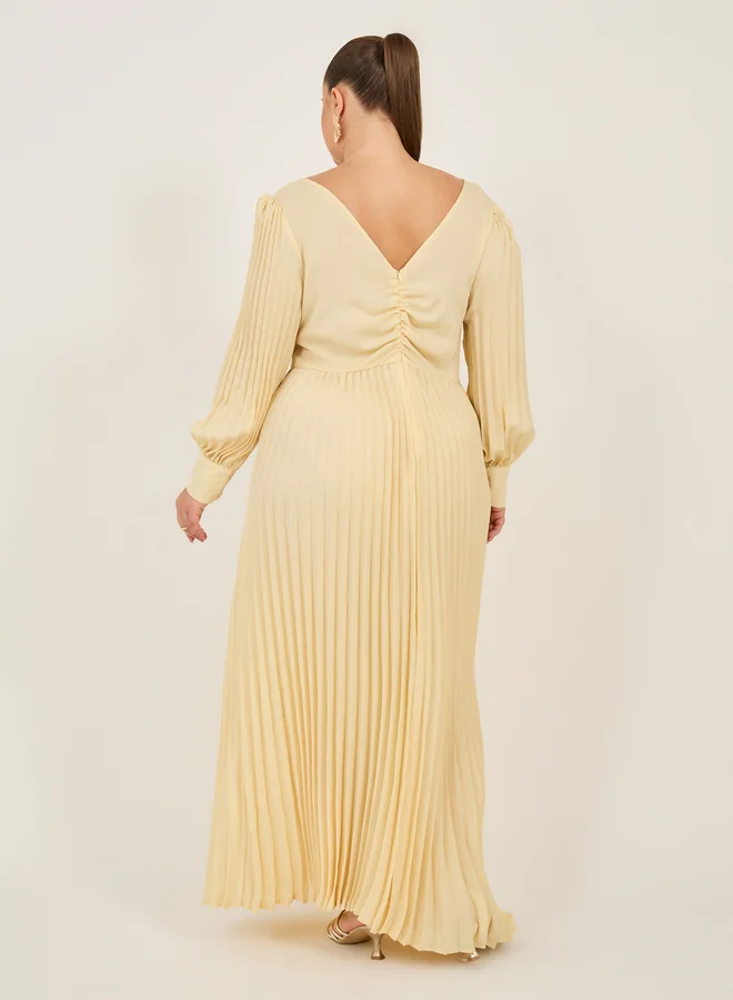 Styli Pleated Chiffon Dress