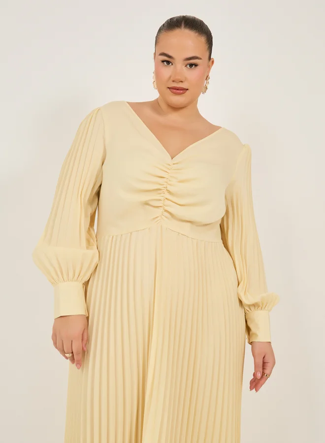 Styli Pleated Chiffon Dress