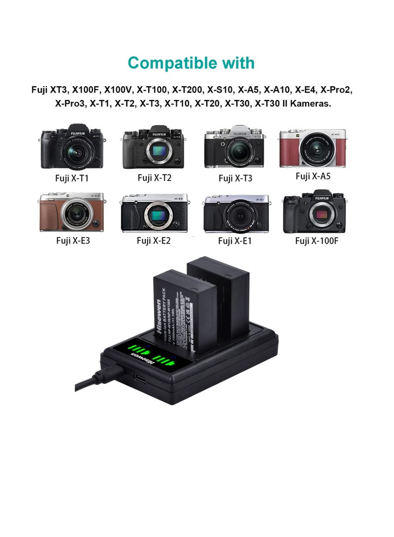 Dual LED Battery Charger for Fuji Cameras - Compatible with XT30, X100V, XS10, XT3, XA7, XE4, XPRO3, XT2, XT20, X100F, XA3, XA5, XPRO2 - Image 4