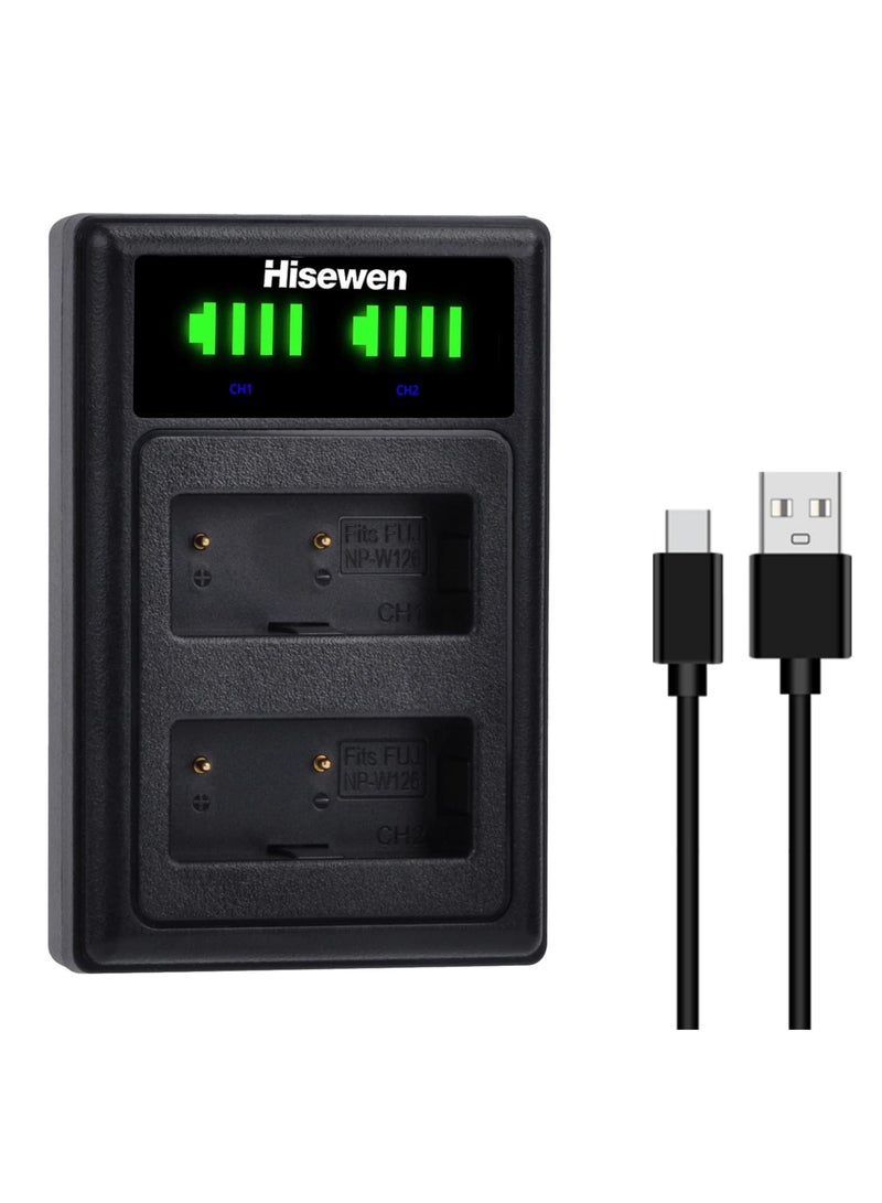 Dual LED Battery Charger for Fuji Cameras - Compatible with XT30, X100V, XS10, XT3, XA7, XE4, XPRO3, XT2, XT20, X100F, XA3, XA5, XPRO2 - Image 1