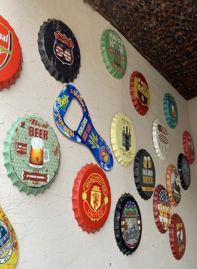 EAZYWAGON Decorative Metal Bottle Caps Wall Sign Plates - 14X14 Inches - LUXURY BRAND | Metal Wall Hanging Bottle Cap for Home, Farmhouse, Bar & Cafe Decoration | Vintage & Retro Look Plaques - Image 5