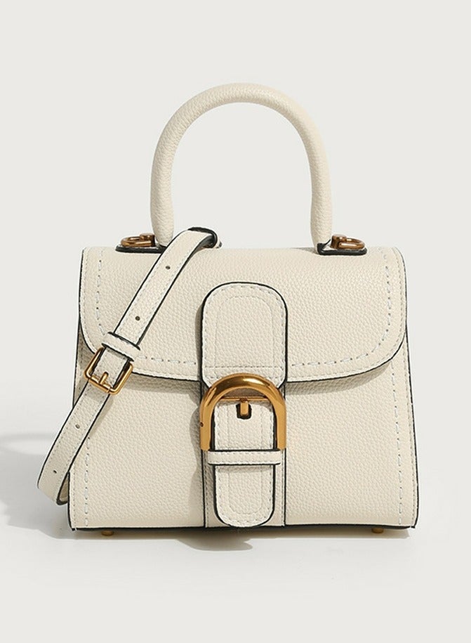 Loquat Ladies' Stylish Vintage Handbag Single Shoulder Crossbody Bag Cream White  - Image 1