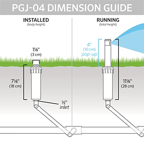 Hunter PGJ-04 ½" Rotor Sprinkler Head, 4" Pop-Up, Adjustable 40° to 360° Arc, 2.0 GPM Nozzle, Gear Driven, Water Efficient, High-Performance Lawn and Garden Irrigation System - Image 2