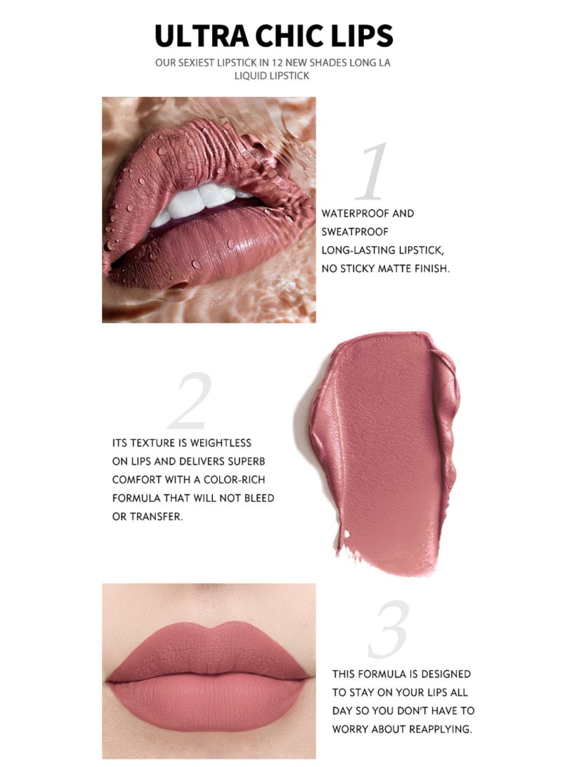 هويتك مجموعة أحمر شفاه من إتش تي، مكونة من 12 قطعة، ملمع شفاه مطفي وناعم - Image 5