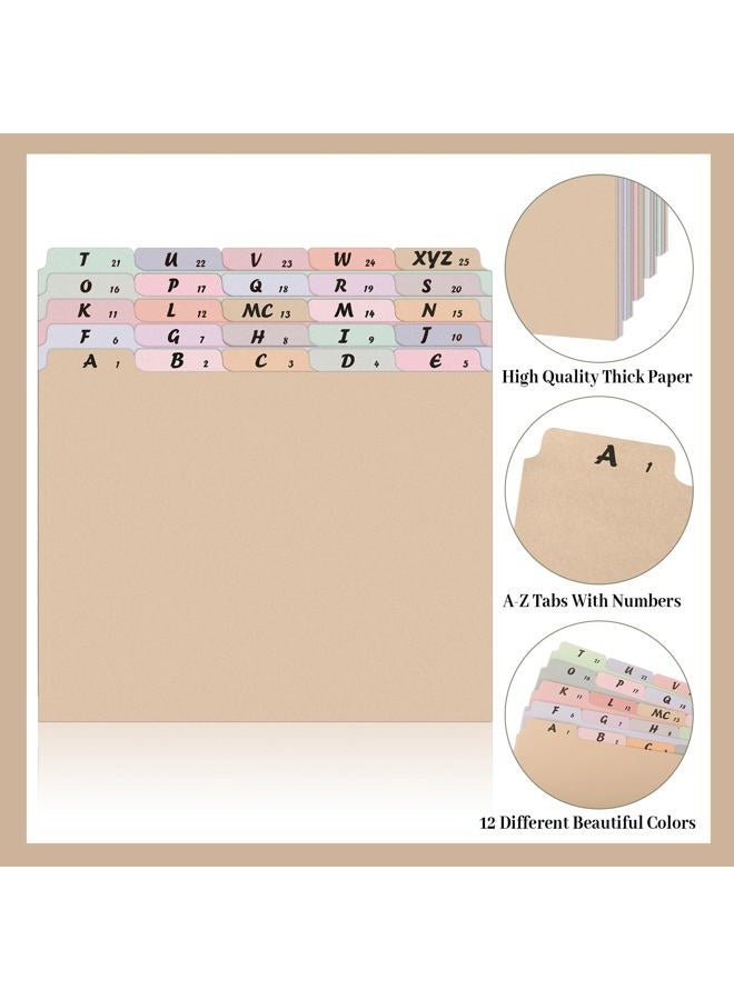 Noveread 50 Pcs A-Z Alphabet Top Tab File Guides Set, Heavyweight Letter Size File Dividers 1/5 Cut Tab File Cabinet Dividers Desk Organizer for Work School Office Home (Classic Colors) - Image 3
