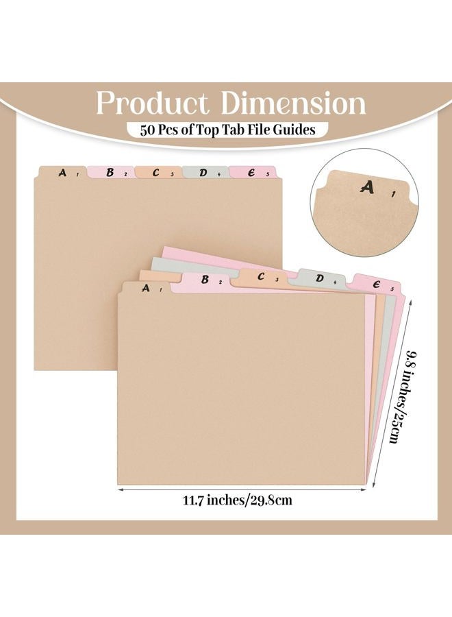 Noveread 50 Pcs A-Z Alphabet Top Tab File Guides Set, Heavyweight Letter Size File Dividers 1/5 Cut Tab File Cabinet Dividers Desk Organizer for Work School Office Home (Classic Colors) - Image 2
