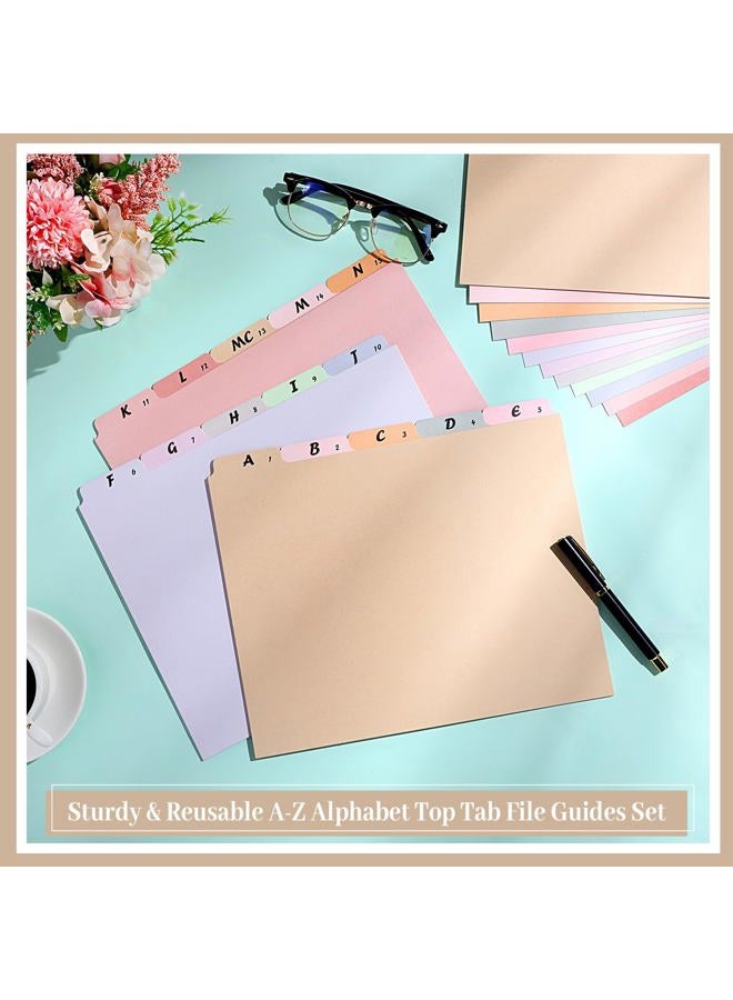 Noveread 50 Pcs A-Z Alphabet Top Tab File Guides Set, Heavyweight Letter Size File Dividers 1/5 Cut Tab File Cabinet Dividers Desk Organizer for Work School Office Home (Classic Colors) - Image 4