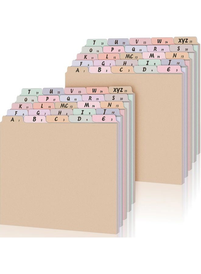 Noveread 50 Pcs A-Z Alphabet Top Tab File Guides Set, Heavyweight Letter Size File Dividers 1/5 Cut Tab File Cabinet Dividers Desk Organizer for Work School Office Home (Classic Colors) - Image 1