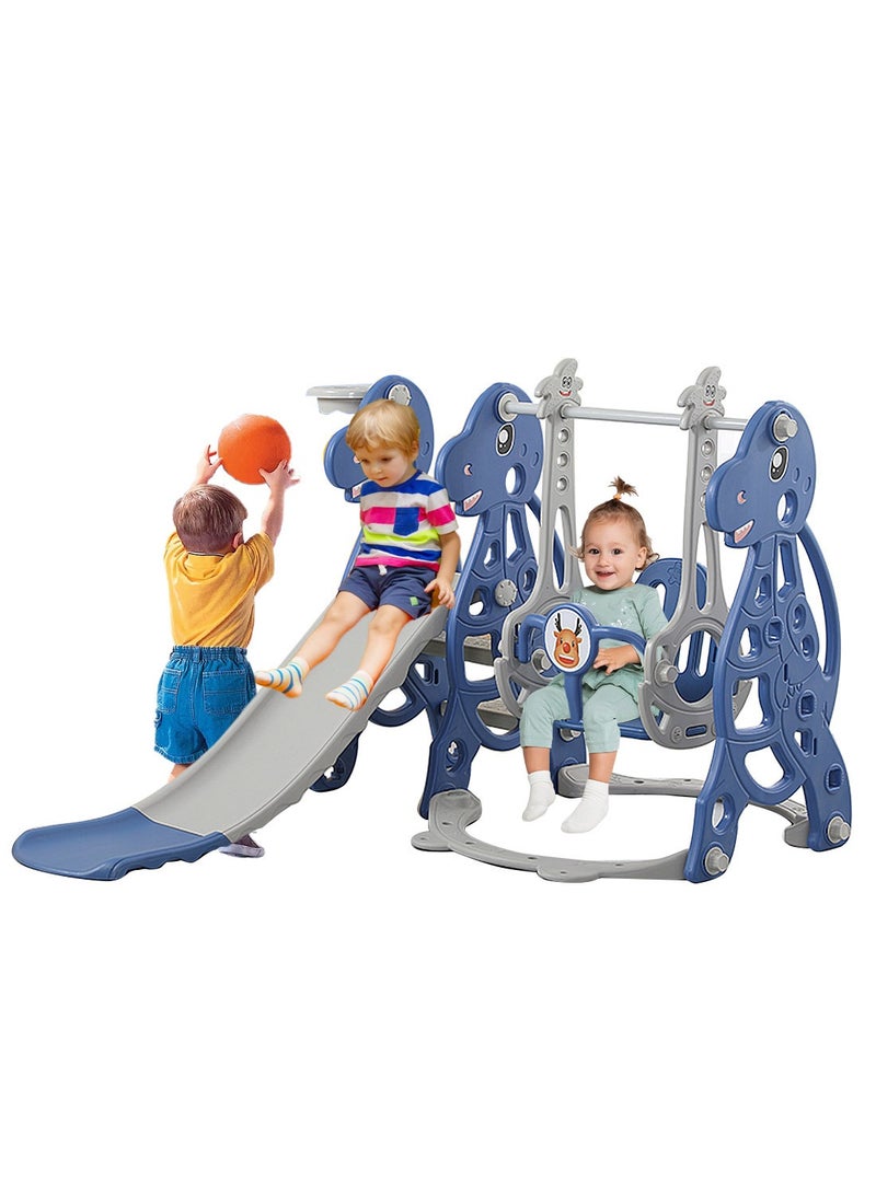 ما بيبي مجموعة أرجوحة منزلقة للأطفال الصغار 4 في 1، منزلق داخلي للأطفال، يتضمن منزلقًا وأرجوحة وطوق كرة سلة ومتسلقًا، لعبة تسلق منزلقة قائمة بذاتها - Image 1