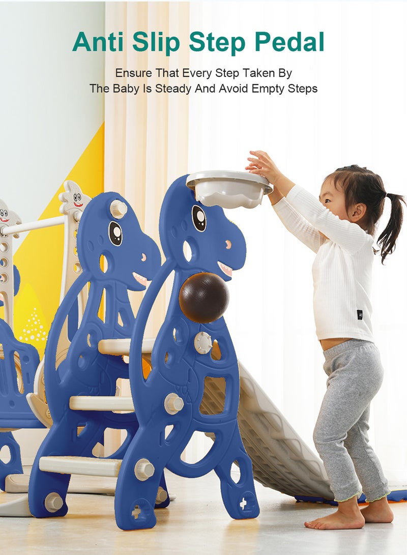 ما بيبي مجموعة أرجوحة منزلقة للأطفال الصغار 4 في 1، منزلق داخلي للأطفال، يتضمن منزلقًا وأرجوحة وطوق كرة سلة ومتسلقًا، لعبة تسلق منزلقة قائمة بذاتها - Image 4