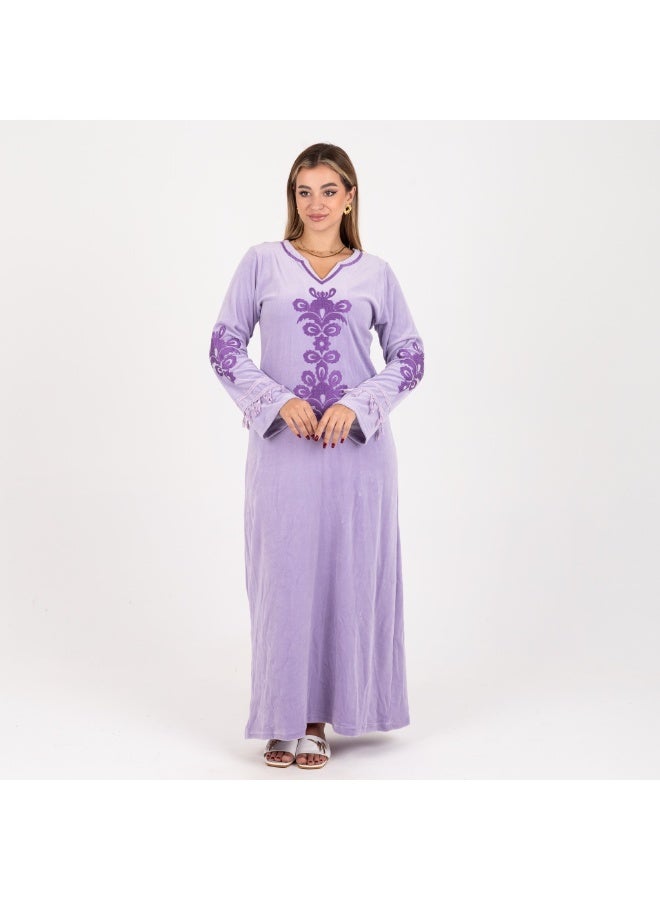 زيكوتكس  عباية نسائية طويلة قطيفة مطرزة من زيكوتكس - Image 1