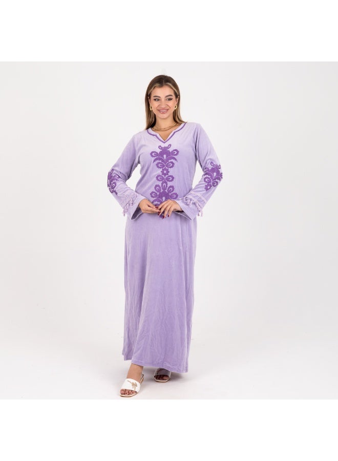 زيكوتكس  عباية نسائية طويلة قطيفة مطرزة من زيكوتكس - Image 3