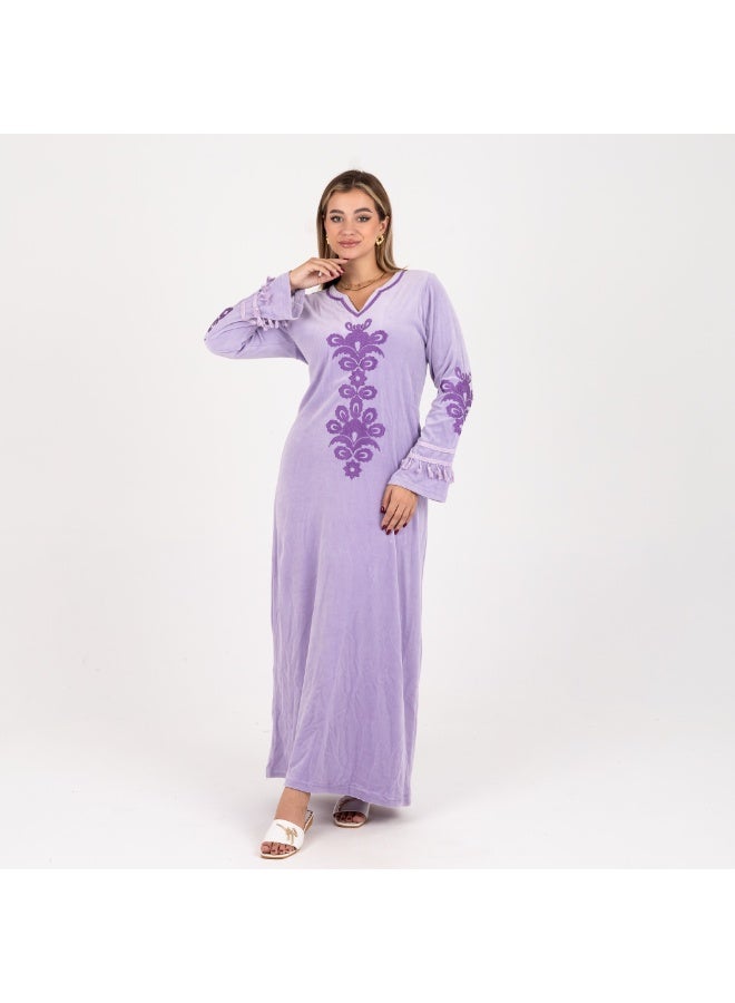 زيكوتكس  عباية نسائية طويلة قطيفة مطرزة من زيكوتكس - Image 4