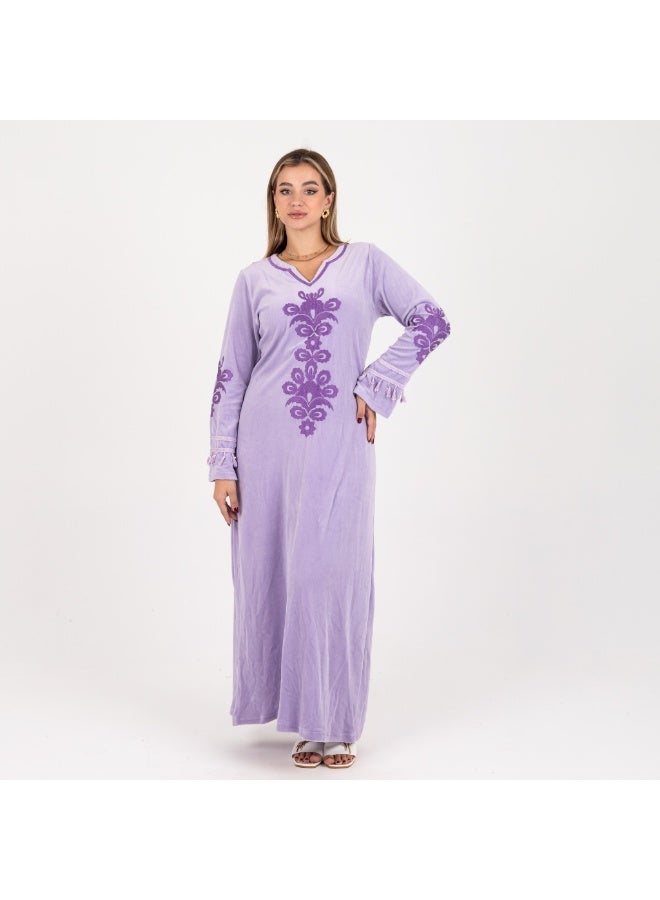 زيكوتكس  عباية نسائية طويلة قطيفة مطرزة من زيكوتكس - Image 2