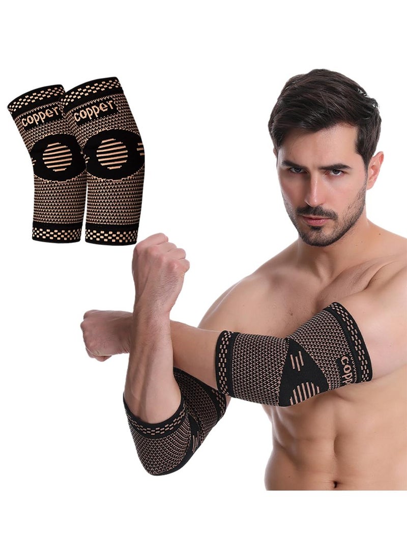 Sweet seven Copper Elbow Sleeve - Compression Brace for Tendonitis, Tennis Elbow, Golfers, Arthritis, Bursitis, Pain Relief - Fit for Men & Women L  - Image 1