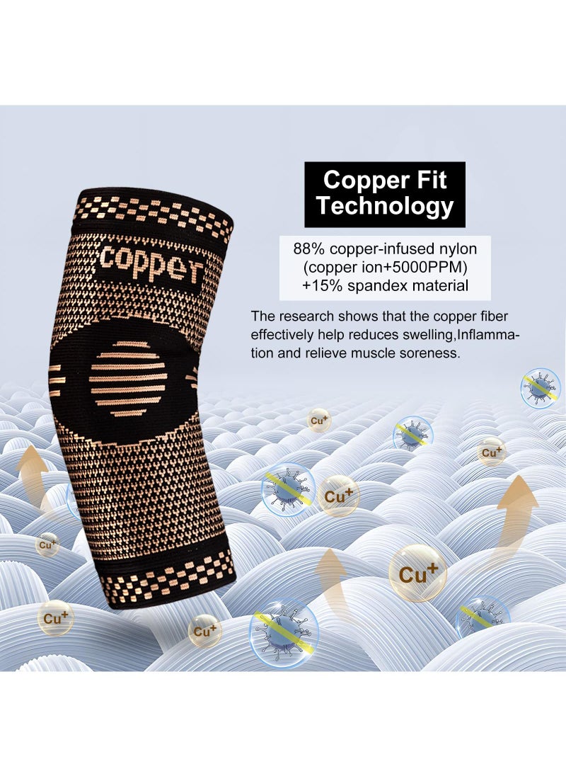 Sweet seven Copper Elbow Sleeve - Compression Brace for Tendonitis, Tennis Elbow, Golfers, Arthritis, Bursitis, Pain Relief - Fit for Men & Women L  - Image 5
