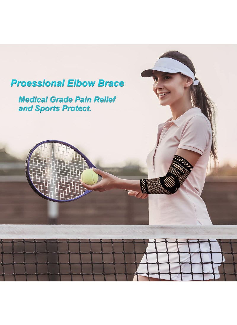 Sweet seven Copper Elbow Sleeve - Compression Brace for Tendonitis, Tennis Elbow, Golfers, Arthritis, Bursitis, Pain Relief - Fit for Men & Women L  - Image 2