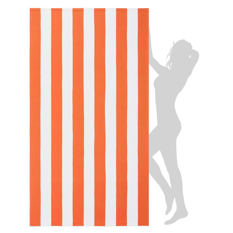 WILFA Extra Large Beach Towel Oversized Mircofiber 40 x 70 inches XL Striped Lightweight Pool Towel Big Cabana Swim Travel Towel for Adults Mens WomenCoral