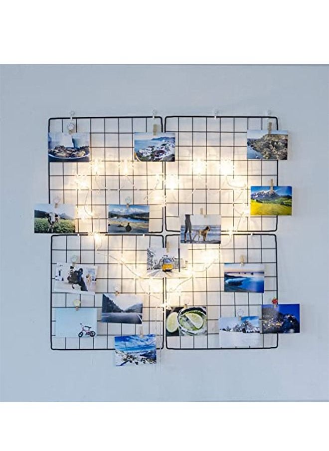 4 PC Wall Grid Panels For Photo Display Office Decorative Desk Storage Organizer Study Memo Board Dimensions 13.8" x 13.8"