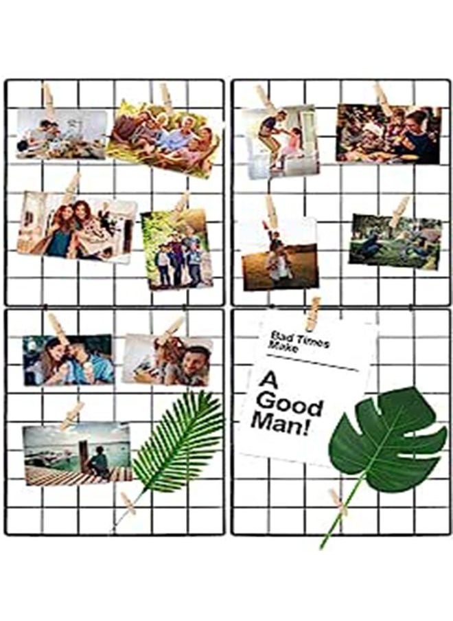 4 PC Wall Grid Panels For Photo Display Office Decorative Desk Storage Organizer Study Memo Board Dimensions 13.8" x 13.8"