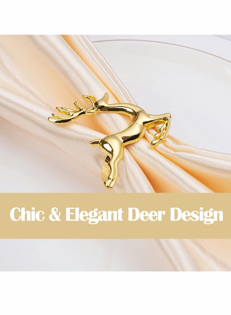 Napkin Rings Set, Elk Napkin Rings Gold Deer - Image 3