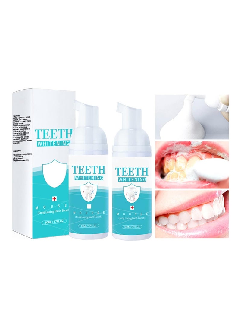 SYOSI 2 قطعة موس تبييض الأسنان، معجون تنظيف الفم، رغوة للتنفس المنعش عميق، معجون تنظيف الأسنان، نفس منتعش، معجون تبييض موس ناعم جداً، رعاية فموية رغوية، معجون غسول الفم - Image 1