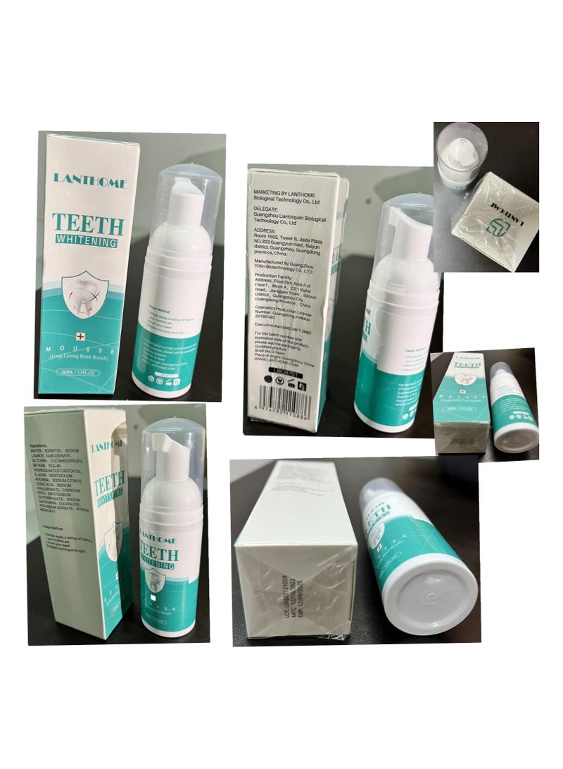 SYOSI 2 قطعة موس تبييض الأسنان، معجون تنظيف الفم، رغوة للتنفس المنعش عميق، معجون تنظيف الأسنان، نفس منتعش، معجون تبييض موس ناعم جداً، رعاية فموية رغوية، معجون غسول الفم - Image 5