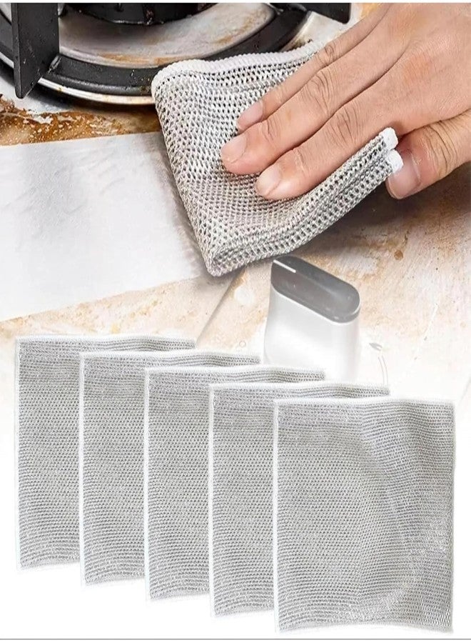 INKIES Dishwasher Rag (Pack of 10 Multipurpose Wire Dishwashing Rags for Wet and Dry Cleaning Steel Cloth Scrubber for Utensils & Kitchen Cleaning, Dish Wash Vessel Cleaning Wool Wire Dishwashing Rags Cloth - Image 5