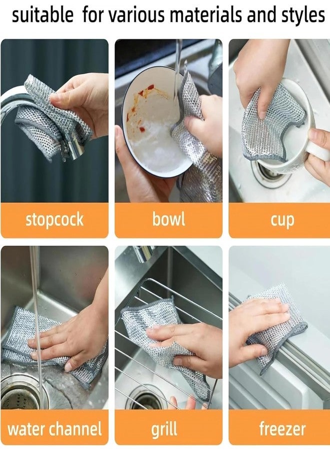 INKIES Dishwasher Rag (Pack of 10 Multipurpose Wire Dishwashing Rags for Wet and Dry Cleaning Steel Cloth Scrubber for Utensils & Kitchen Cleaning, Dish Wash Vessel Cleaning Wool Wire Dishwashing Rags Cloth - Image 4