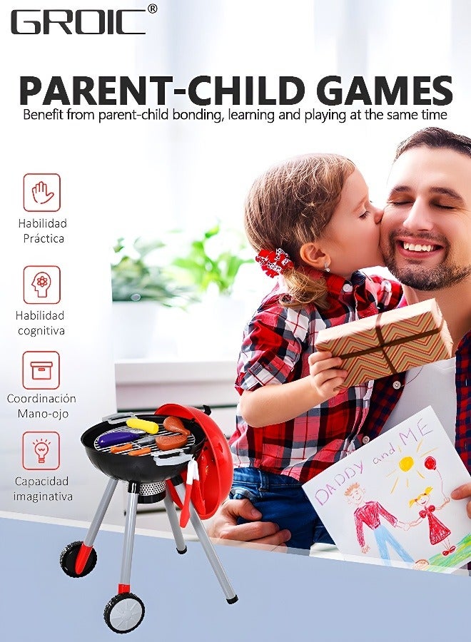 GROIC BBQ Play Set Toys for Kids,Barbecue Playset Food Cooking Playset Kitchen Playset with 1 Barbecue Grill, 2 Cooking Grates, Meats, Vegetables, Utensils, Kitchen Pretend Play - Image 4