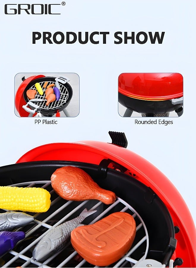 GROIC BBQ Play Set Toys for Kids,Barbecue Playset Food Cooking Playset Kitchen Playset with 1 Barbecue Grill, 2 Cooking Grates, Meats, Vegetables, Utensils, Kitchen Pretend Play - Image 5