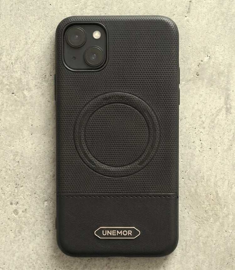 Unimor Premium faux leather case cover For iPhone 13 with a classic design, shock-resistant (Black) - Image 3
