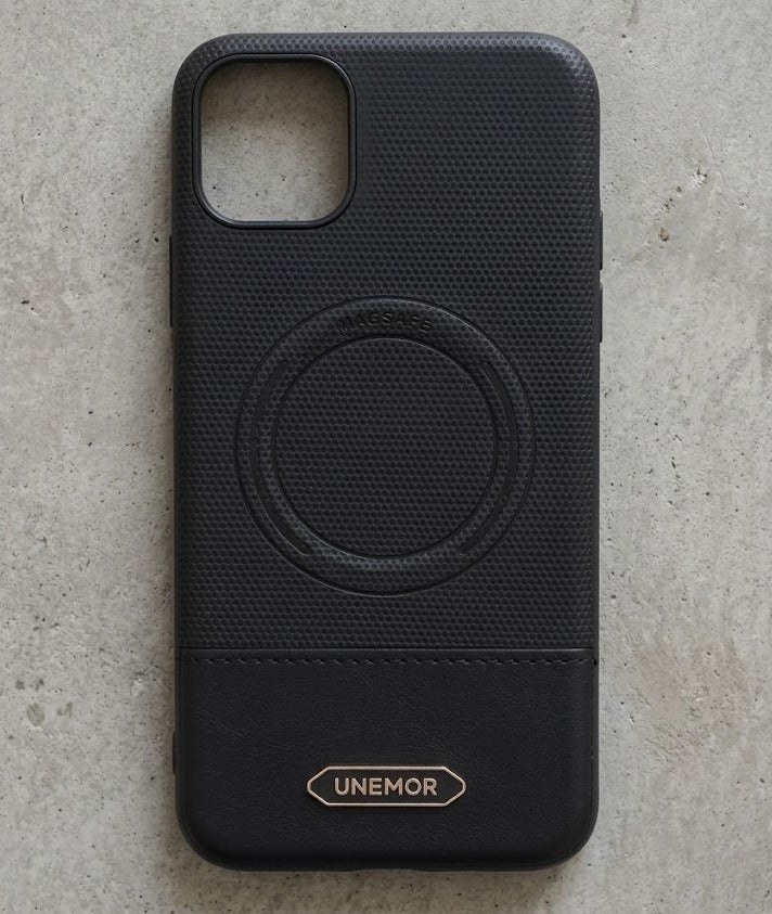 Unimor Premium faux leather case cover For iPhone 13 with a classic design, shock-resistant (Black) - Image 2