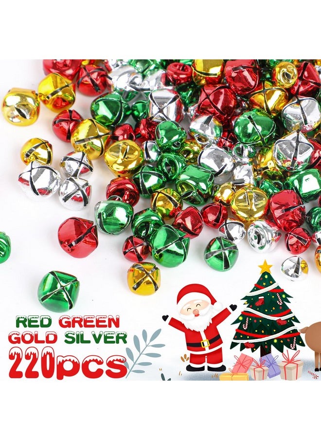 DERAYEE DERAYEE 220 Pcs Jingle Bells, 4 Colors Mini DIY Craft Bell Bulk for Christmas Home and Pet Decorations Xmas Party Favors Supplies  - Image 2