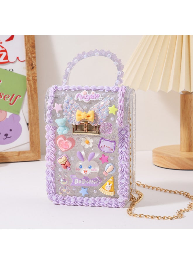 Qitong Fashion Satchel Handmade Diy Princess Handbag Girl's Backpack Satchel Toy Material Bag-Color:Trendy Shoulder Bag-beautiful Rabbit  - Image 1