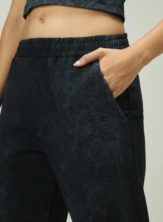 Outzidr  Grey Acid Wash Cuffed Joggers for Women | Best Price UAE