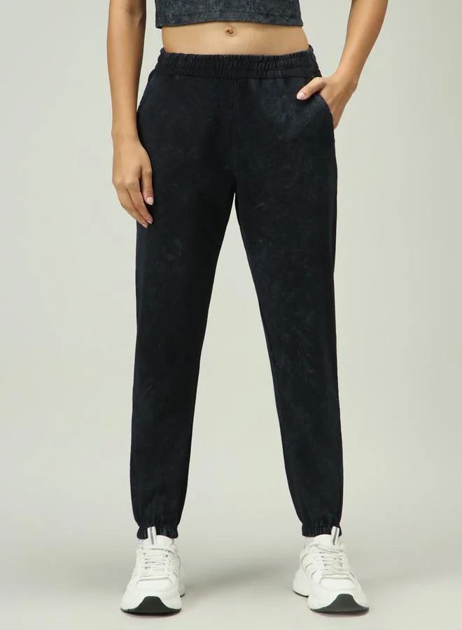 Grey Acid Wash Cuffed Joggers