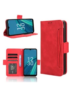 Case Cover For Cricket Debut S2 U380AC Skin Feel Calf Texture Card Slots Leather Phone Case Red