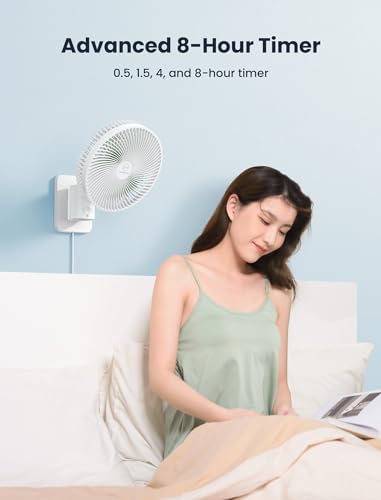 Shinebella 8.5-Inch Quiet Wall-Mounted Oscillation Fan with Remote & Timer, 4-Speed Adjustable for Small Bathrooms, Indoor Bedroom Cooling for RV, Adjustable Tilt, 5.92 ft Cord, Garage Cooling Fan for Home - Image 3