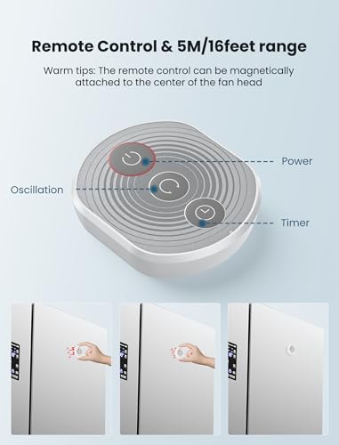 Shinebella 8.5-Inch Quiet Wall-Mounted Oscillation Fan with Remote & Timer, 4-Speed Adjustable for Small Bathrooms, Indoor Bedroom Cooling for RV, Adjustable Tilt, 5.92 ft Cord, Garage Cooling Fan for Home - Image 5