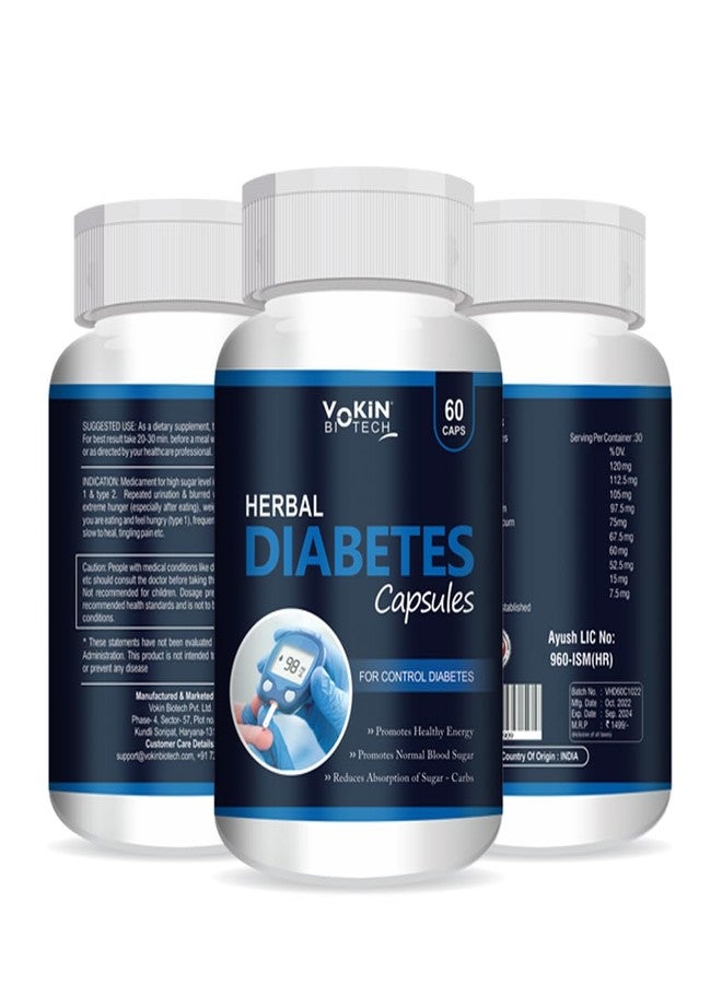 Vokin Biotech Herbal Diabetes 60 Capsules for Control Diabetes, Insulin Resistance | Supports Healthy Energy | Normalize Blood Sugar 750mg - Image 2