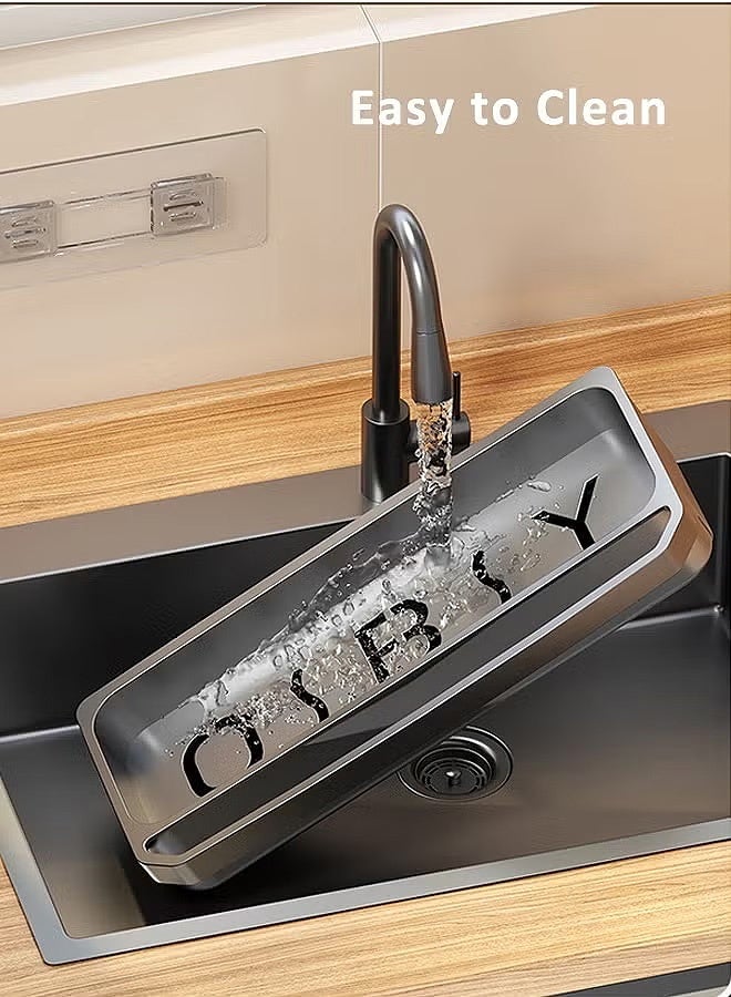 MLADEN Dishwashing Sponge Holder, Dish Soap and Sponge Holder for Kitchen Accessories, Stainless steel dishwashing sponge holder Dish Soap and Sponge Holder for Kitchen Accessories Storage Black - Image 5