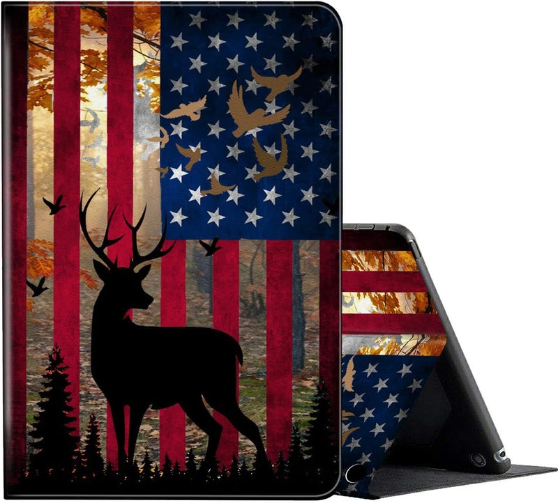 FUYOCWE for Fire HD 10 Case 2021,Fire HD 10 Plus Tablet Case (11th Generation, 2021 Release), Multi-Angle Slim Stand Smart Cover Cases for New Amazon Kindle Fire HD 10 10.1"-American Flag Forest Deer - Image 1