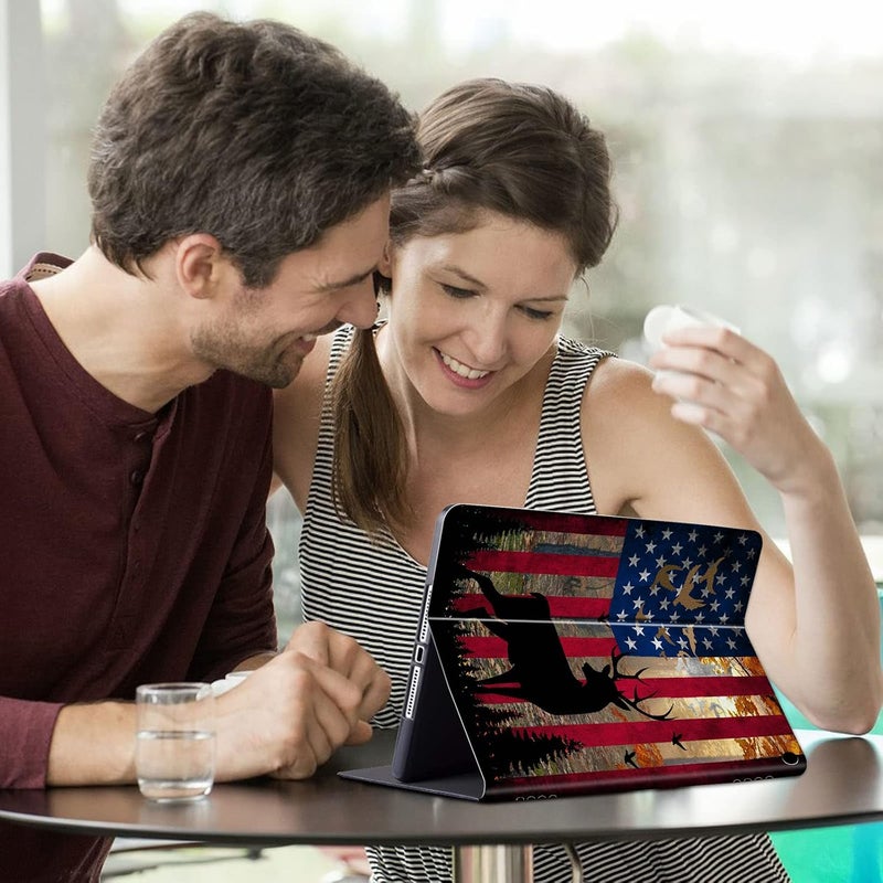 FUYOCWE for Fire HD 10 Case 2021,Fire HD 10 Plus Tablet Case (11th Generation, 2021 Release), Multi-Angle Slim Stand Smart Cover Cases for New Amazon Kindle Fire HD 10 10.1"-American Flag Forest Deer - Image 3