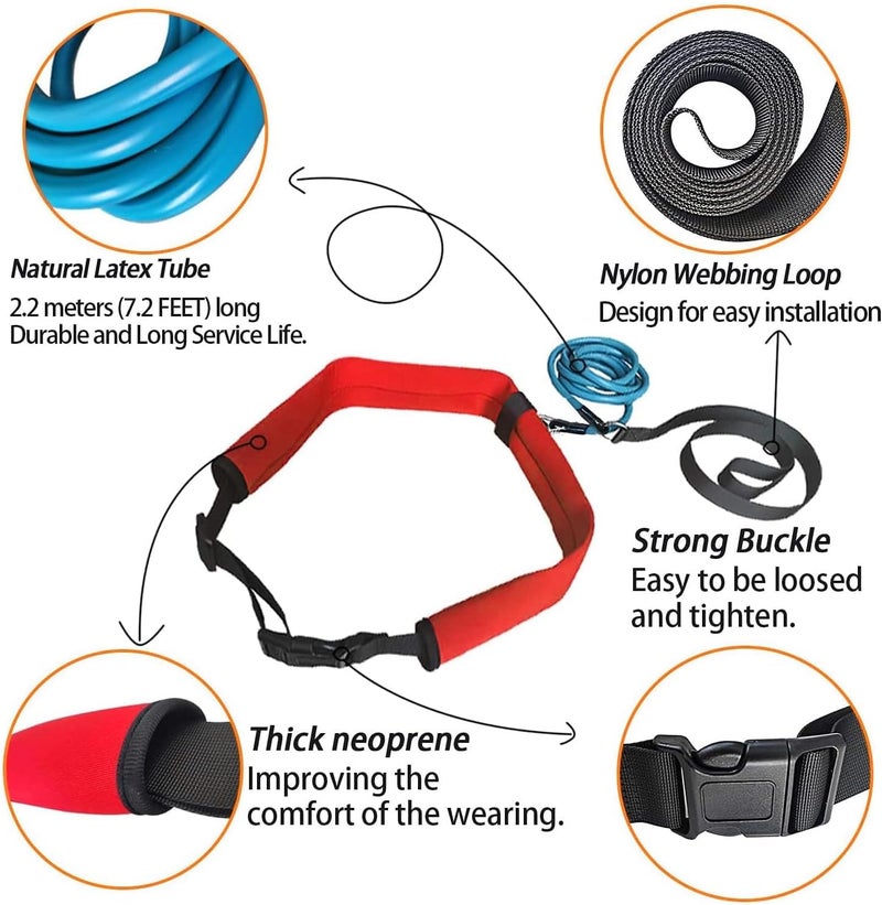 UCEDER Swim Tether Stationary Trainer, Resistance Belt with Bungee Cord, Pool Swim Training Harness for Exercise - Image 3