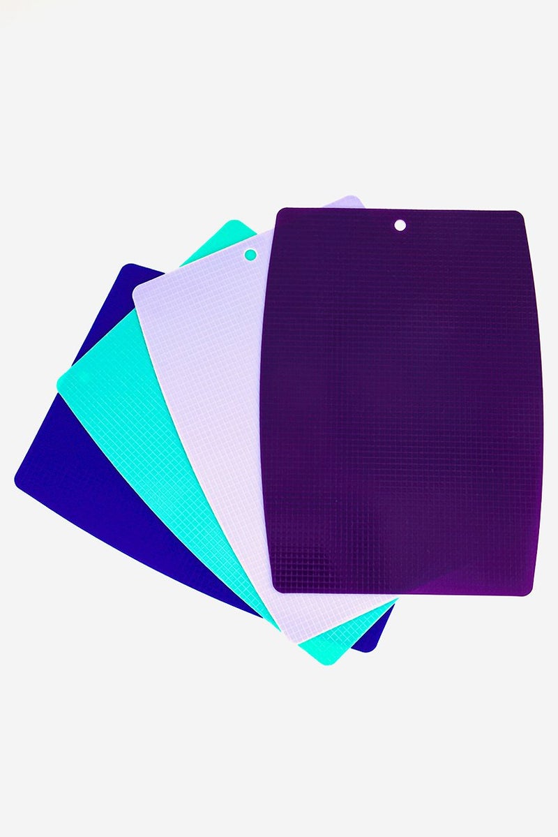 Bombay 4 Pieces Non Slip Cutting Mats. Blue and Turquoise and Lilac and Purple  - Image 1