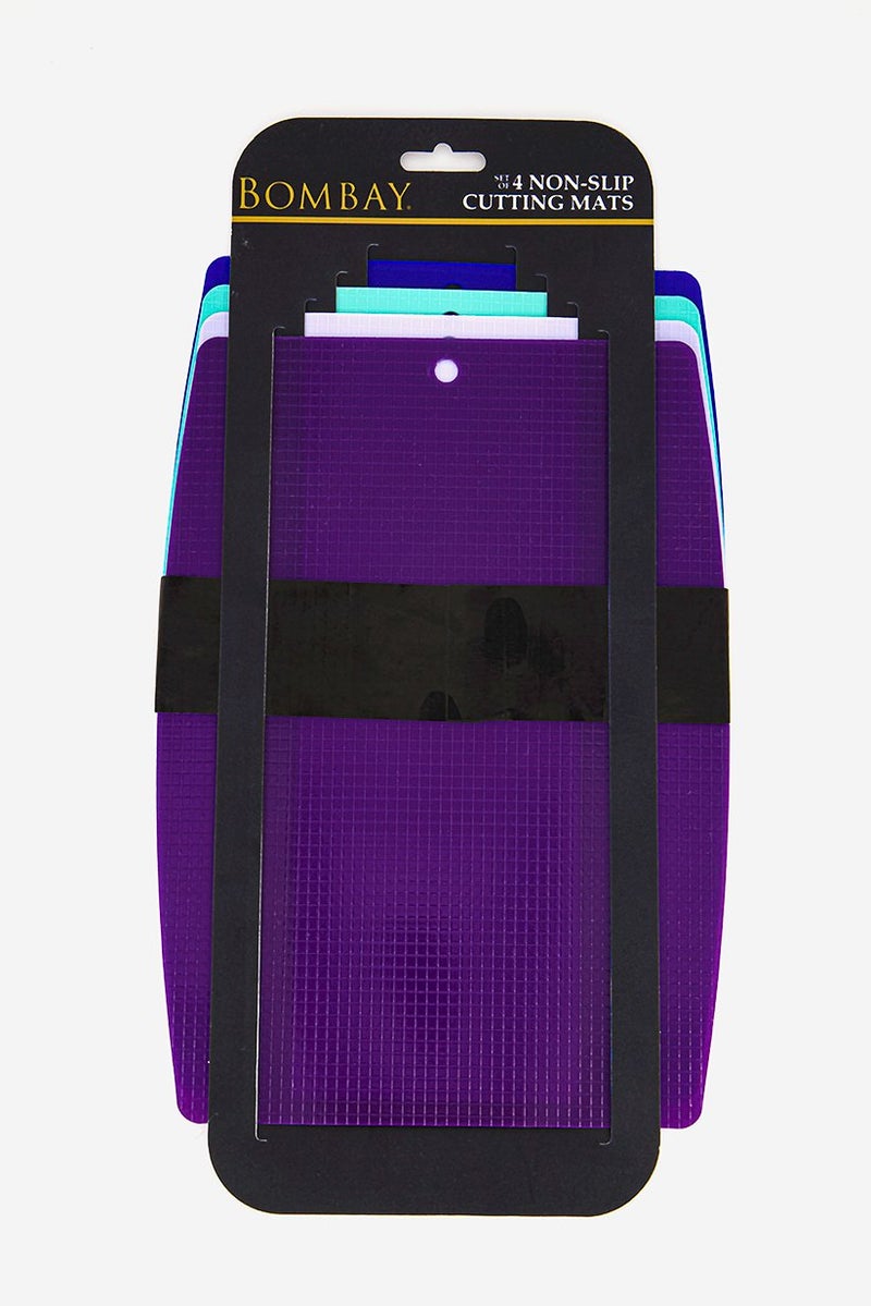Bombay 4 Pieces Non Slip Cutting Mats. Blue and Turquoise and Lilac and Purple  - Image 3