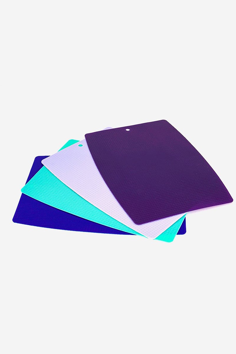 Bombay 4 Pieces Non Slip Cutting Mats. Blue and Turquoise and Lilac and Purple  - Image 4