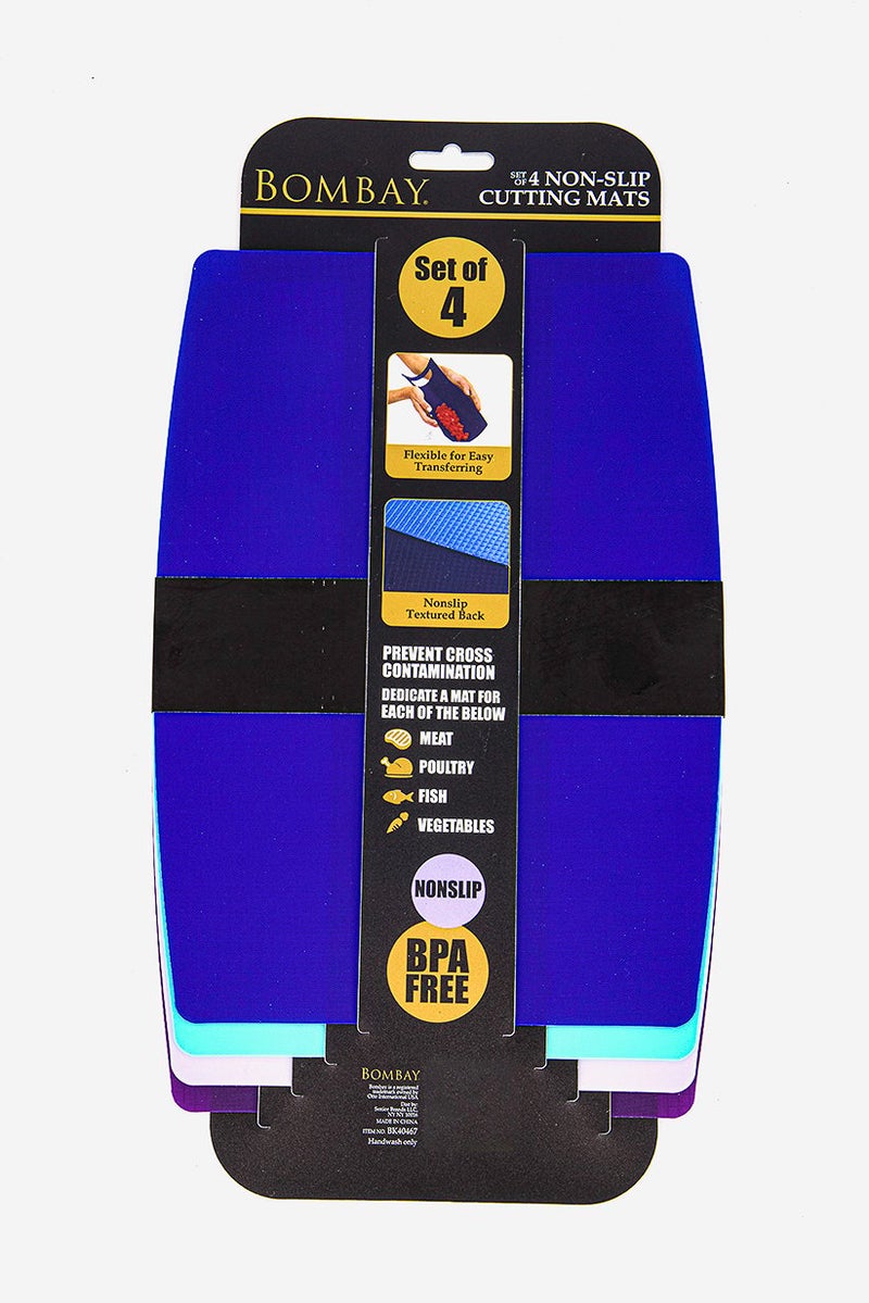 Bombay 4 Pieces Non Slip Cutting Mats. Blue and Turquoise and Lilac and Purple  - Image 2