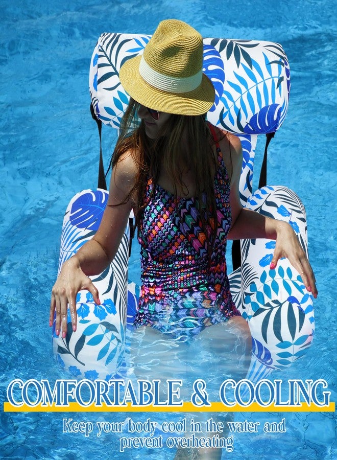 Lunmon 3 Pcs Pool Floats Chairs Adjustable Hammock Water Floating Chair Adult Inflatable Fabric Pool Lounge Chairs Tropical Plants Pattern Summer Swimming Pool Float for Pool - Image 5